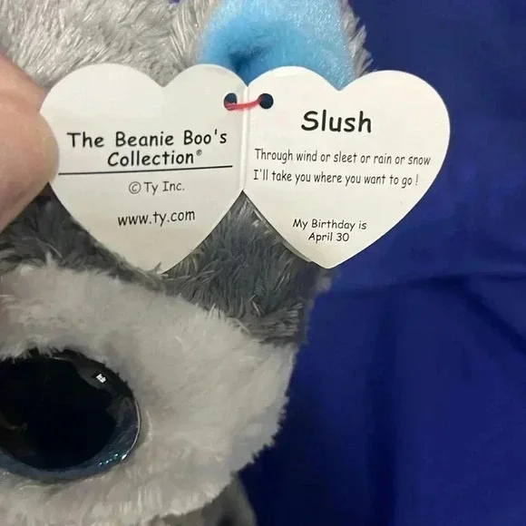 Ty beanie Boo SLUSH the Husky (Glitter Eyes) 10” 💙 - Picture 8 of 9